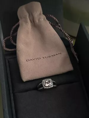 David Yurman Petite Albion Ring With Morganite And Diamonds Size 7.5 With Pouch • $260