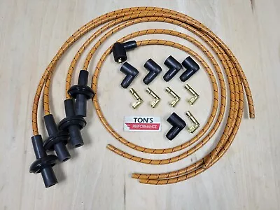 $65 • Buy Universal 8mm Vintage Cloth Spark Plug Ignition Wire Kit Aircooled VW Bug Orange