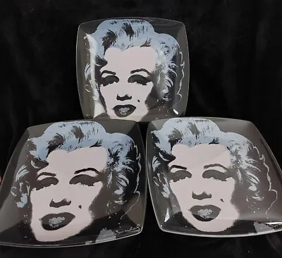 Marilyn Monroe Andy Warhol Foundation 2006 3 Plate Set Black Blue • $50