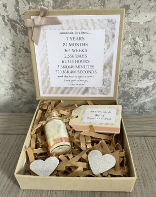 Personalised 7th 7 Year Wedding Anniversary Handmade Gift Of Copper & Wool • £22.99