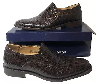 Roberto Chillini Faux Leather Alligator Chocolate Brown Loafer Mens Size 11 D • $37.99