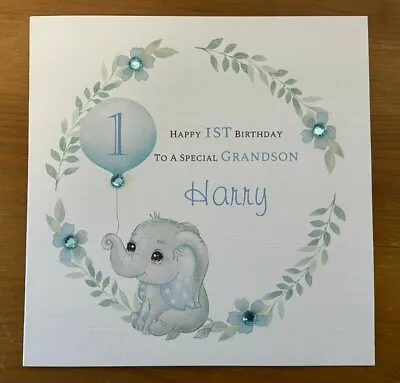 Personalised Handmade Baby Birthday Card 1st2ndSon Grandson Nephew Godson • £4.75