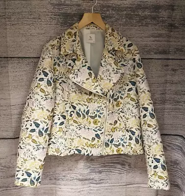 Ladies Floral Tapestry Jacket Biker Style Size 16 Ex.Cond • £6.99