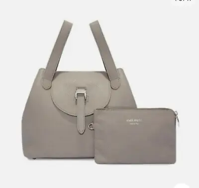 Meli Melo Italy Thela Pebbled Taupe Gray Leather Satchel Shoulder Large Bag • $157.50