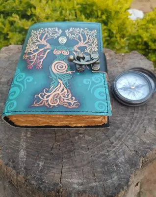 Indian Handmade Leather Journal Mother Of Earth Deckle Edge Paper Notebook • £23.99