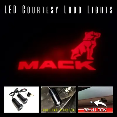 2Pc LED Courtesy Logo Door Lights Ghost Shadow Projectors Mack Semi 100650 Red • $30