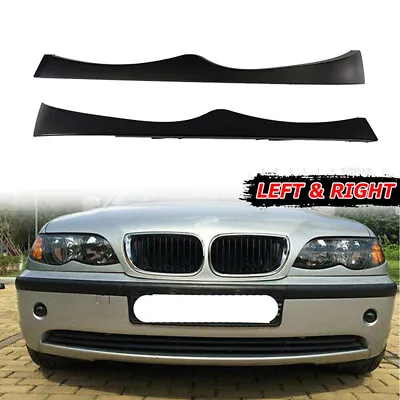 Pair For BMW E46 325i 320i 2001-2005 Matte Black Front Headlight Moulding Trim • $20.89