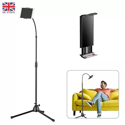 Tripod Floor Stand Holder Adjustable Gooseneck For IPad IPhone Tablet Black New • £16.99