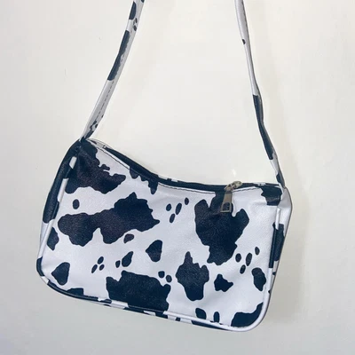 £12.50 • Buy Cow Print Y2k Shoulder Bag Handbag In Black And White