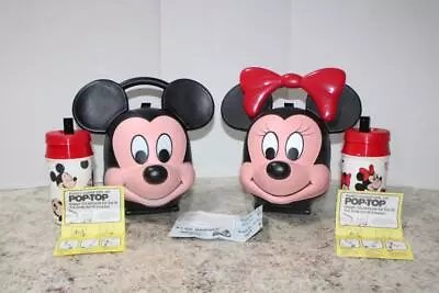 PRE-OWNED Aladdin Mickey & Minnie Head Shaped Lunchbox With Thermos MINOR ISSUES • $124.95