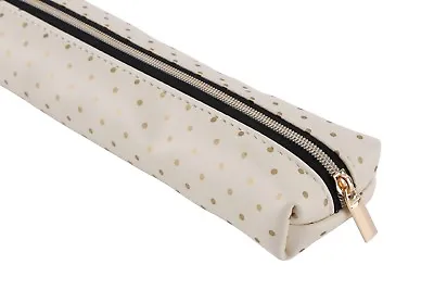 £6.99 • Buy New Cream Gold Spot Polka Dot Print Cosmetic Make Up Brush Bag Pencil Case