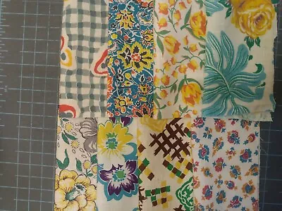 8 Vintage Feedsack Fabric  Featuring Yellow/Orange For Quilts/Crafts • $28.99