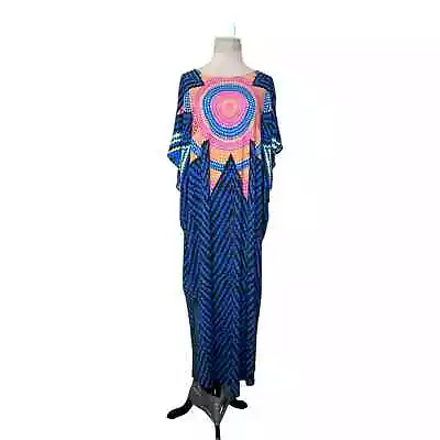 Mara Hoffman Starbasket Blue Pink Printed Caftan Coverup Dress Size 2X • $90