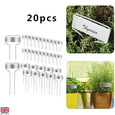 20X Metal Plant Labels Weatherproof Garden Markers T-Type Plant Nursery Tags UK • £10.97