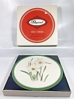 Pimpernel Round Acrylic Cork Back Place Mats Lys De Bray Floral Daffodil Set 6 • $24.47