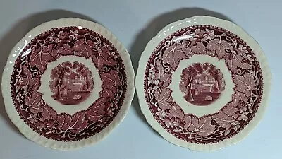Lot Of 2 Vintage Masons Patent Ironstone Vista Red And White England Bread Plate • $27.92