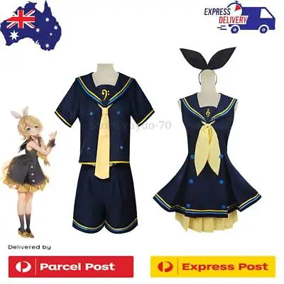 Kagamine Rin Len Cosplay Sailor Dress Costume Top Shorts Uniform Halloween Wear • $51.77