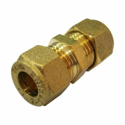 8mm STRAIGHT COMPRESSION EQUAL FITTING GAS TUBE CONNECTOR COPPER PIPE COUPLING • £4.90