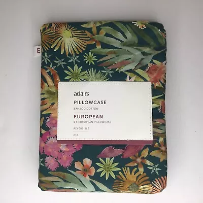 Adairs European Pillowcase Pia Floral Reversible Euro 65x65 New BNWT $49.99 Zip • $15