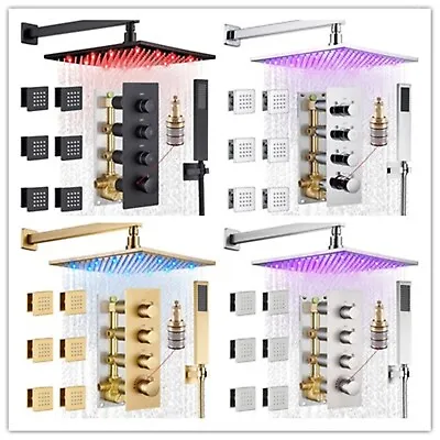 12  Thermostatic Shower Faucet System & Body Sprays LED Rainfall Shower Heads • $660