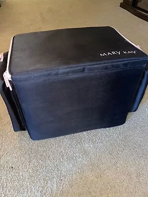 MARY KAY Large Makeup Bag Case TOTE Consultant 20”x 12”x12” Black Pink Trim Tray • $74.99