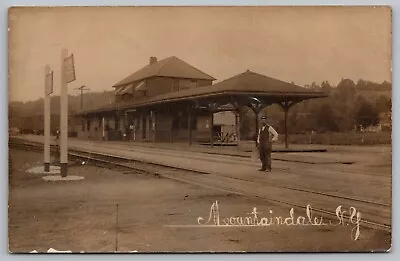 Real Photo Postcard O. & W. R.R. Station / Depot Mountain Dale New York *A172 • $26