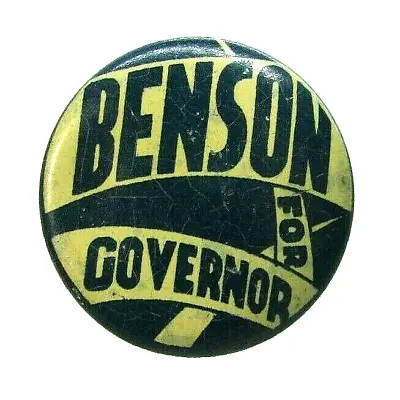 1936 Vintage Pinback Pin Button BENSON FOR GOVERNOR Minnesota Elmer Austin • $13.20