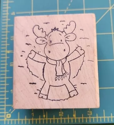 #8 EUC RARE-VINTAGE-RILEY The Moose SNOW ANGEL Cartoon-90's Rubber Stamps. B4 • $4.79