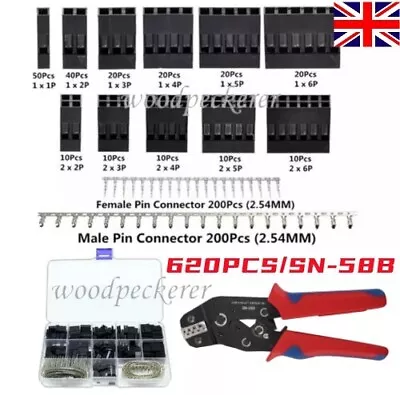 620PCS Assorted 2.54mm Dupont Wire Cable Jumper Header Connector Kit & M/F Crimp • £19.99