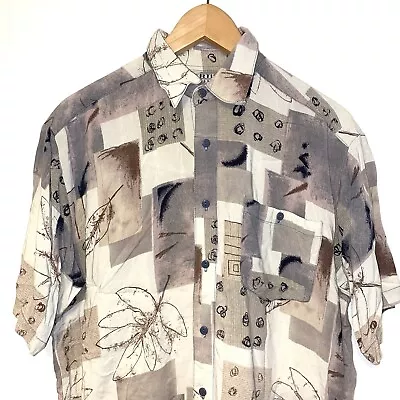 Vintage 90s Boho Art Abstract Men’s Shirt Medium Festival Summer  • £19.95