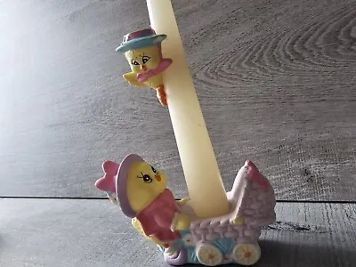 Vintage Easter Candle Holder Baby Chick Candle Climber And Spring 1990s Decor • $26.98