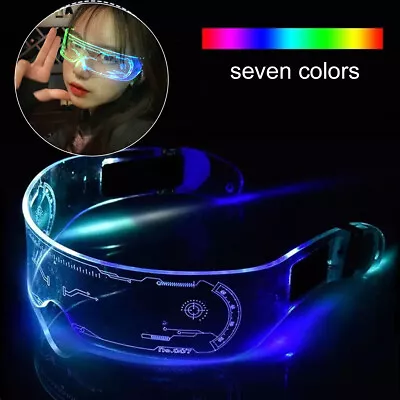 EL Wire Neon LED Luminous Glasses Colorful Flashing Goggles Cyberpunk Eyewear • £2.29