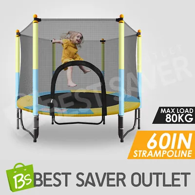 $159.79 • Buy Mini 60'' Round Trampoline Kids Indoor Outdoor Rebounder W/Safety Enclosure Net