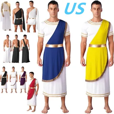 US Mens Ancient Greek Roman God Costume Halloween Party Toga Grecian Dress Up • $13.89