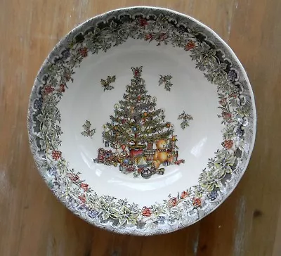 New Queen's Myott Season's Greetings Christmas Tree Bear Color Porcelain Bowl • $20