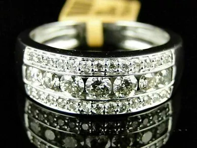 Silver Wedding Men's Band Ring Real Moissanite 14k Yellow Gold Plated 3.00Ct • $150