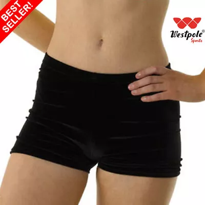 WESTPOLE Girls Gymnastics Dance Shorts Black Velour Shorts velvet Hipsters • £7.99