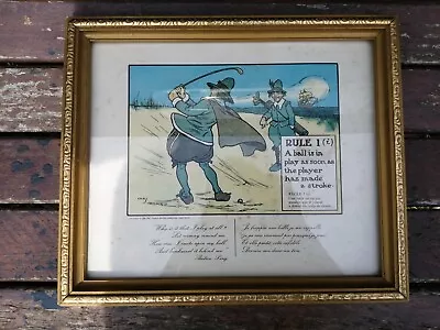 Vintage Cartoon-Style Golf Picture Framed • $6.32