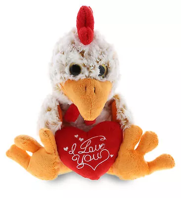 DolliBu I LOVE YOU Sitting Rooster Plush - Cute Animal With Heart - 6.5 Inches • $19.97