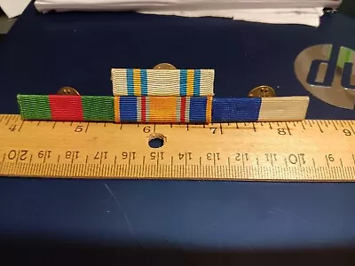 U.S. Military ROTC 4 Mounted Ribbons On Metal Bar. (24-695) • $3.99
