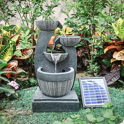 £69.95 • Buy In/Outdoor Water Fountain Feature LED Lights Garden Statues Decor Solar Electric