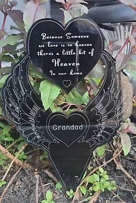 In Loving Memory Gift Grave Marker Memorial Plaque  Personalised Angel Wings • £14.99