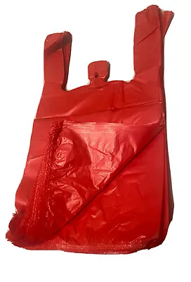 Bags 1/10 Small  Red Unprinted  8 X 4 X 15 T-Shirt Plastic Grocery Shopping Bags • $12.59