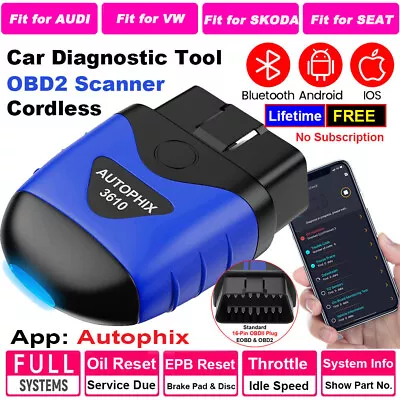 For Audi Car All System OBD2 Scanner ABS SRS AT Oil EPB Reset Diagnostic Tool UK • £49