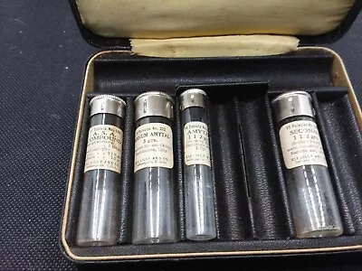 Vintage 4 Medicine Bottles With Eli Lilly Hard Case Travel Organizer Apothecary • $9.99