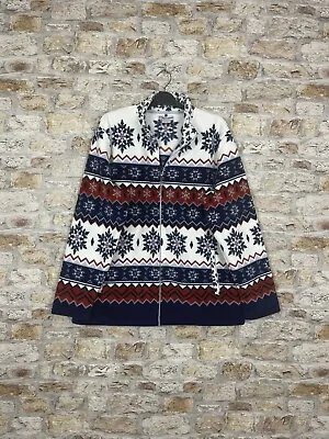 Atlas For Women Vtg Snowflake Navajo Abstract Colourful Fleece Jacket Fair Isle • £22.99