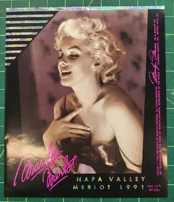 Marilyn Merlot 1991 Napa Valley Merlot Unused Label Marilyn Monroe • $129.95