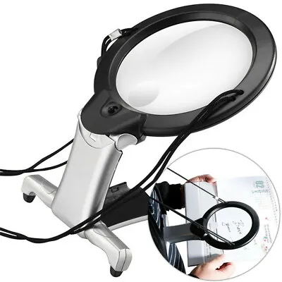 6X 2X Large Magnifying Glass Magnifier Lamp Reading Sewing Craft Hand Free Stand • £7.96