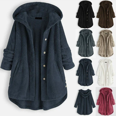 $34.59 • Buy Plus Size Womens Teddy Bear Fleece Hooded Coat Fluffy Winter Warm Outwear Jacket