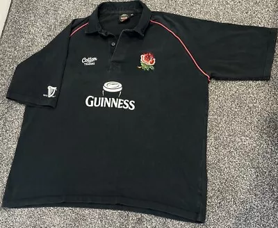 England Rugby Shirt Cotton Traders Guinness Short Sleeves Black - Size Men's XL • £16.95